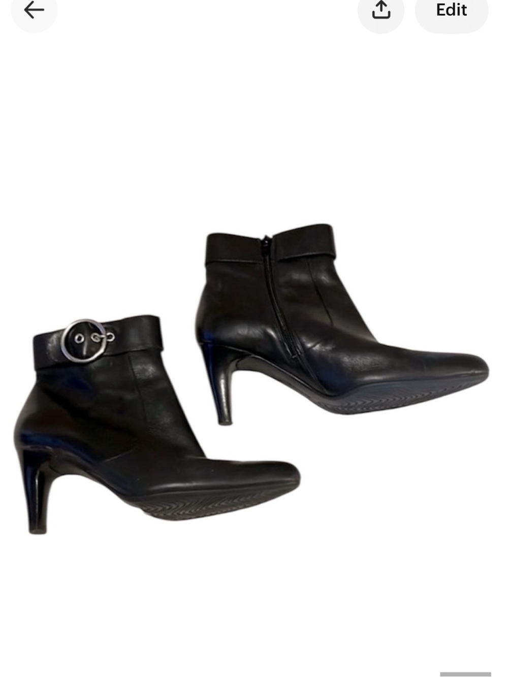 Ecco City Women’s Bristol Black Leather Pointy Almond Toe Ankle Heeled Boots 39